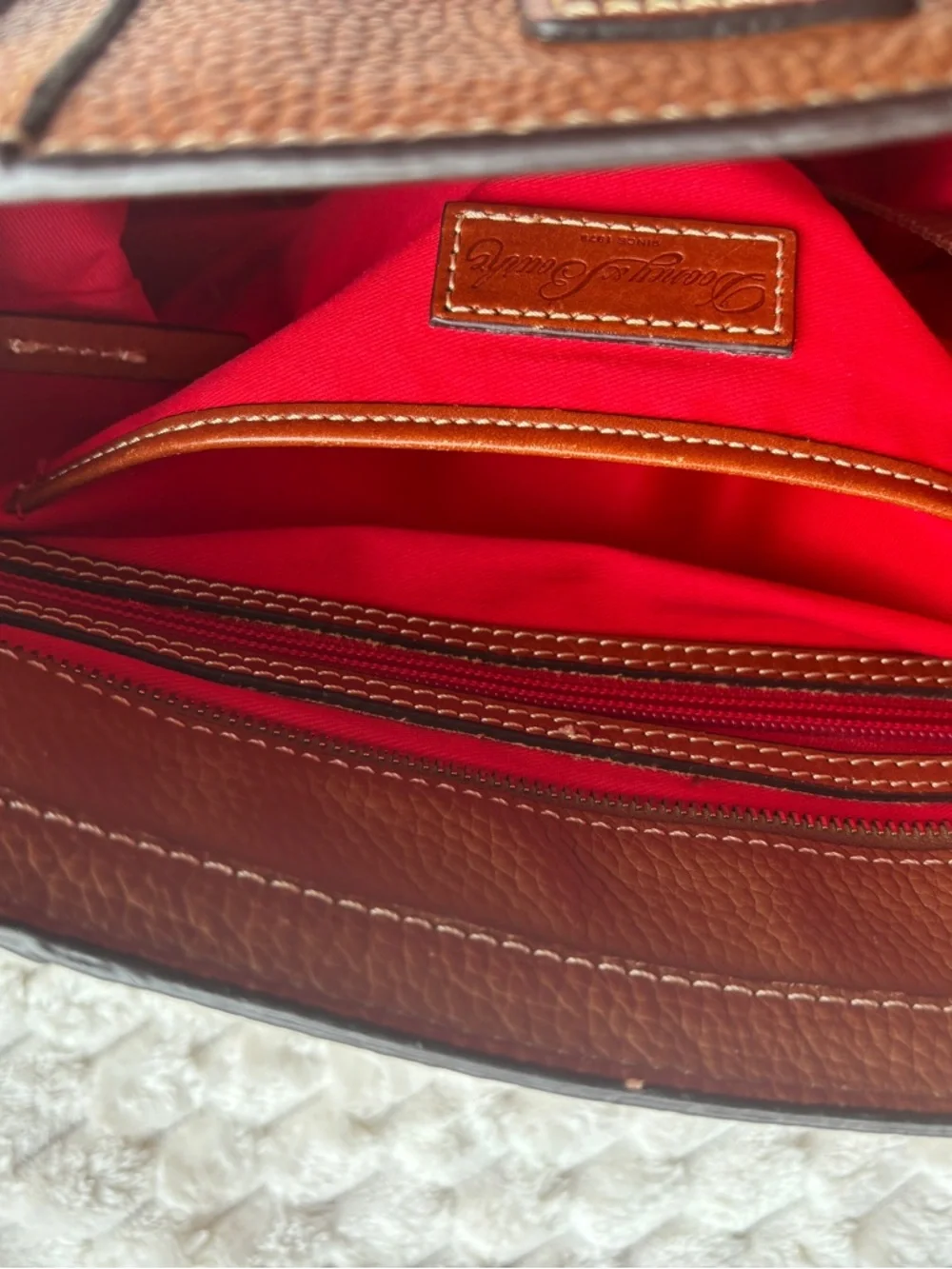 Dooney & Bourke Brown Pebbled Leather Tote Bag Shoulder Handles